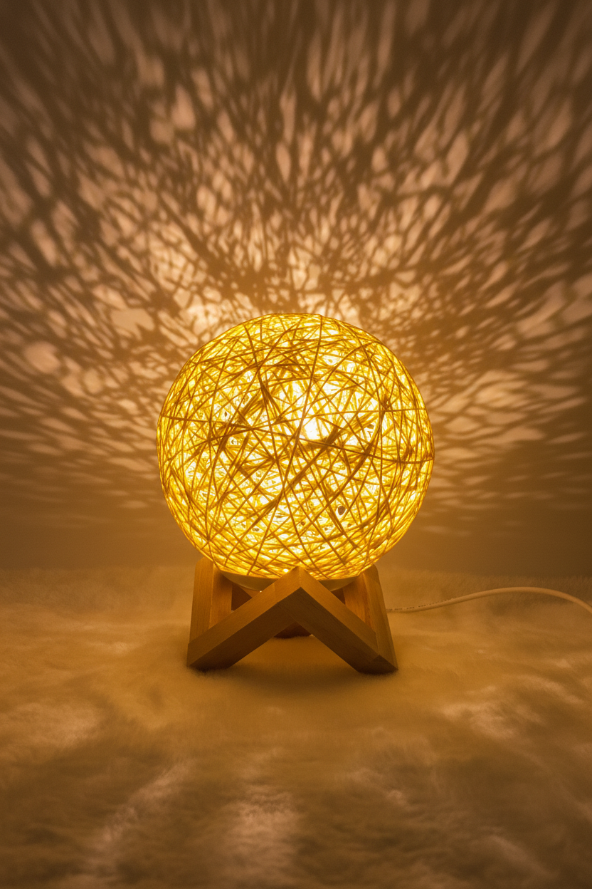 Woven Rattan LED Table Lamp – Soft Ambient USB Light